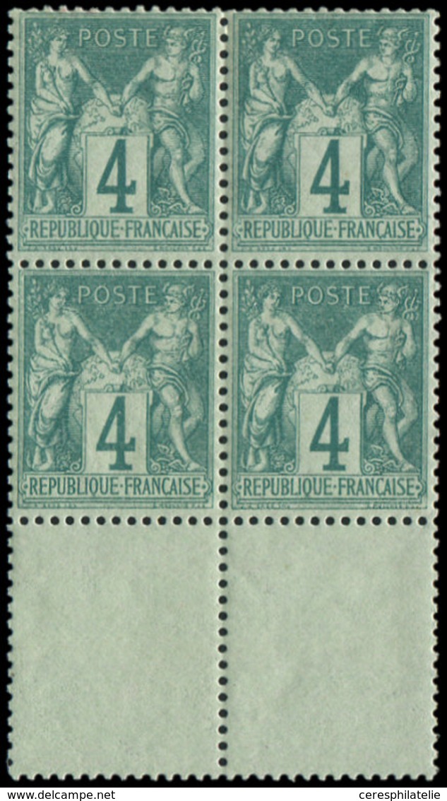 ** TYPE SAGE 63    4c. Vert, BLOC De 4 Bdf, Centrage Parfait, Fraîcheur Postale, Superbe - 1876-1878 Sage (Tipo I)