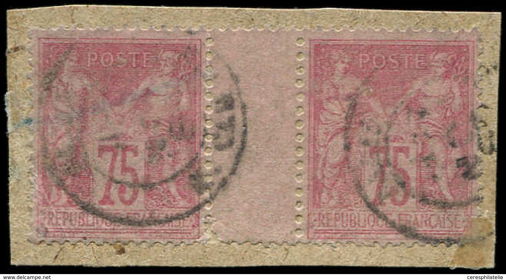 TYPE SAGE 81   75c. Rose, PAIRE Interp. Obl. Sur Fragment, Pet. Défauts, B/TB - 1876-1878 Sage (Type I)