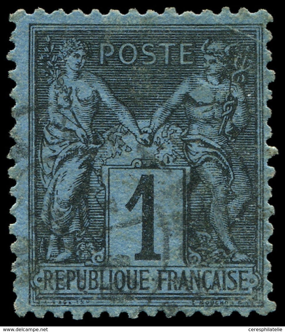TYPE SAGE 84    1c. Noir Sur BLEU DE PRUSSE, Oblitéré, Petit Pli D'angle, Sinon TB. S - 1876-1878 Sage (Type I)