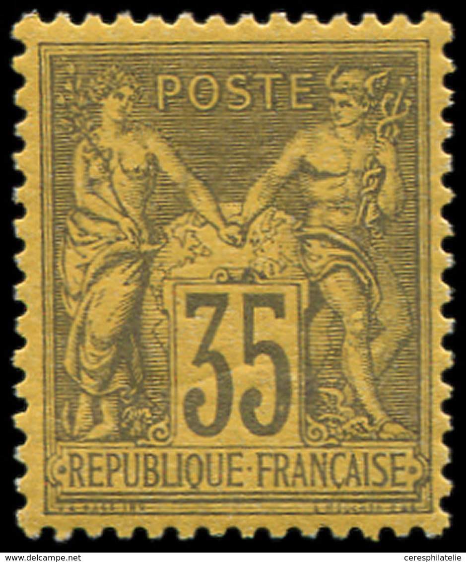* TYPE SAGE 93   35c. Violet Noir Sur Jaune, Très Bien Centré, TB - 1876-1878 Sage (Type I)