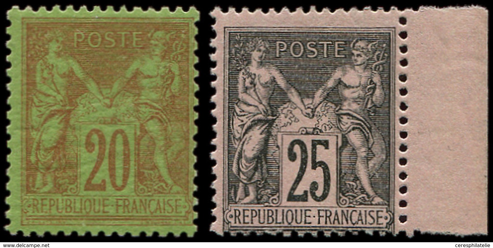 ** TYPE SAGE 96/97 20c. Brique Sur Vert Et N°97 25c. Noir Sur Rose Bdf, Frais Et TB - 1876-1878 Sage (Type I)