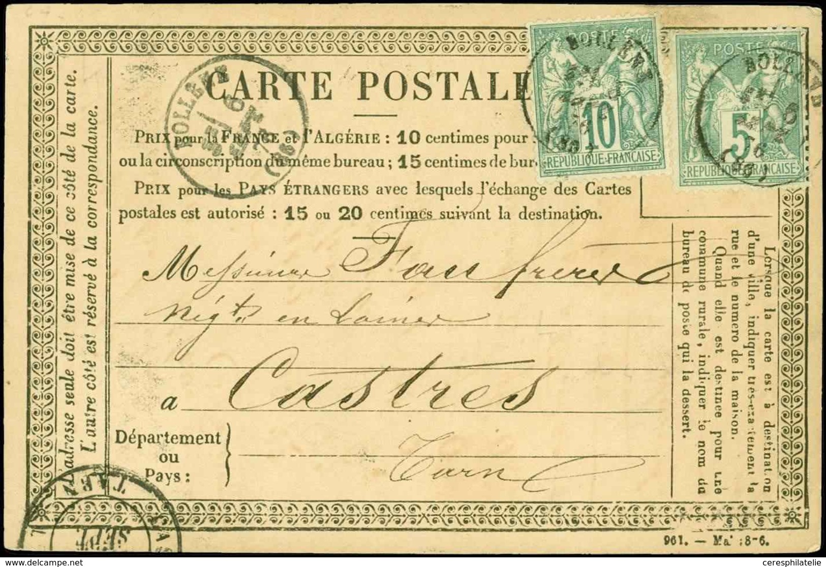 Let TYPE SAGE SUR LETTRES N°64 Et 65 Obl. Càd T16 BOLLENE 6/9/76 S. CP, TB - 1877-1920: Semi Modern Period