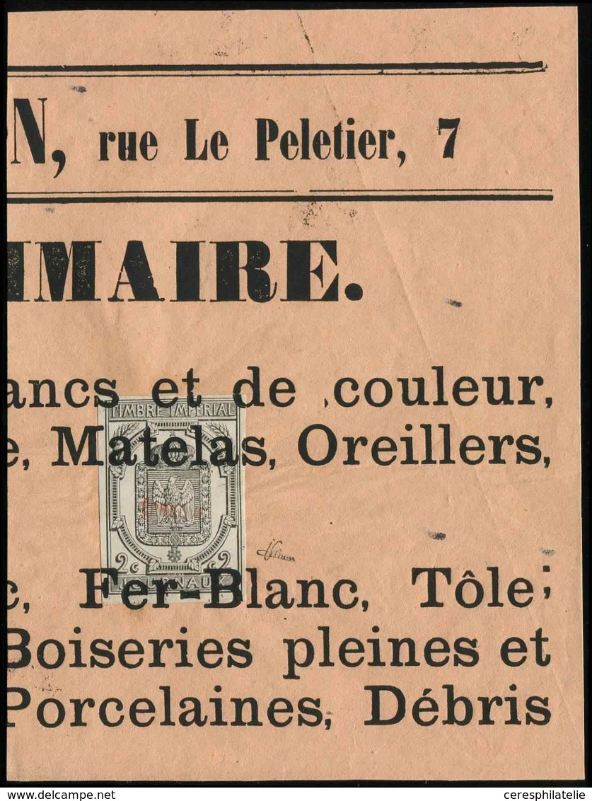 JOURNAUX  1A : 2c. Noir, Essai Surch. EPREUVE En Rouge Obl. TYPO S. Grand Fragt, R Et TB, Cote Maury - Newspapers