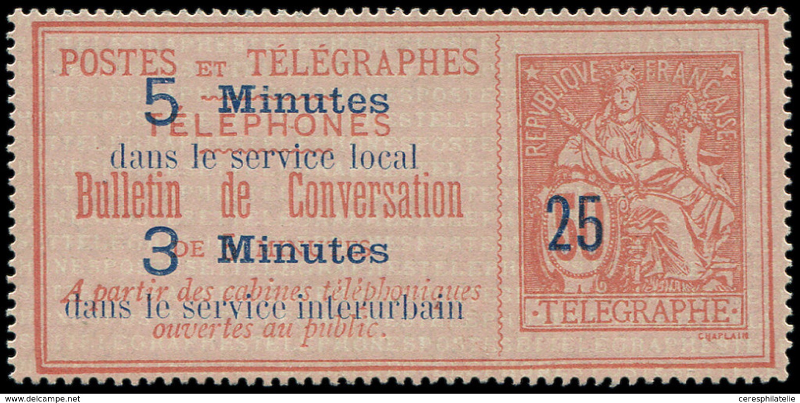 (*) TELEPHONE Téléphone 14 : 25 S. 50c. Rose, TB - Telegraph And Telephone