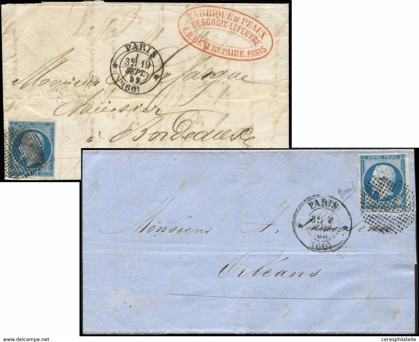 Let LETTRES DE PARIS N°14A Obl. Cercle De Points (2 Diff) S. 2 LAC Avec Càd * PARIS * 9/59 Et 3/60, TTB - 1849-1876: Classic Period