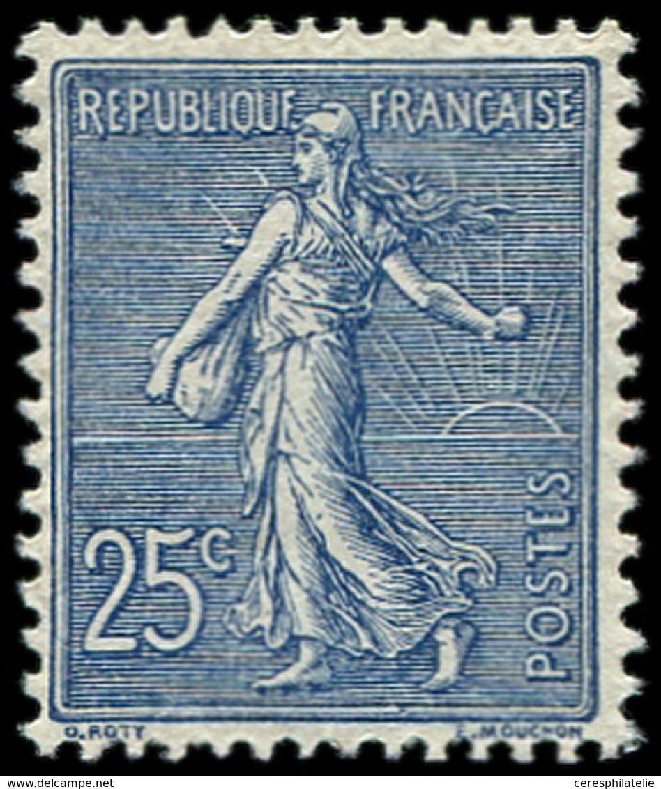 ** EMISSIONS DU XXème SIECLE 132   Semeuse Lignée, 25c. Bleu, Très Bon Centrage, TTB - Unused Stamps