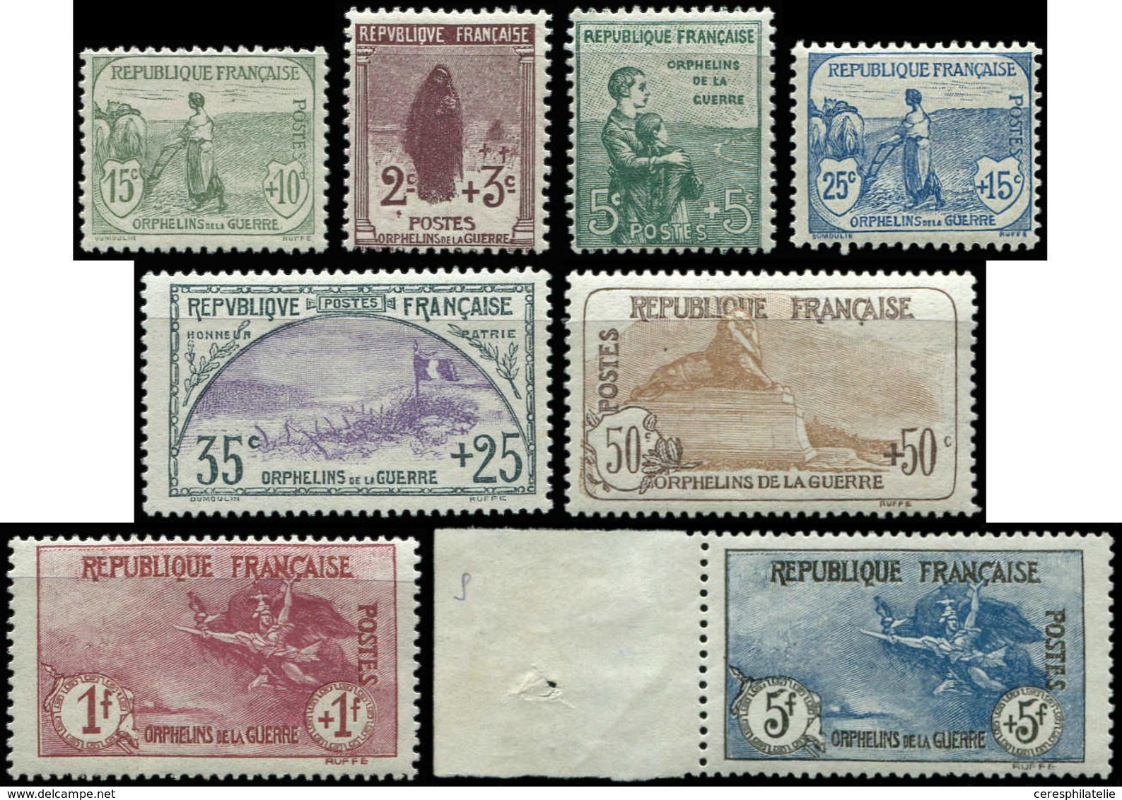 ** EMISSIONS DU XXème SIECLE 148/55 1ère Série Orphelins, 5f. + 5f. Bdf Et Très Bien Centré, TTB - Unused Stamps