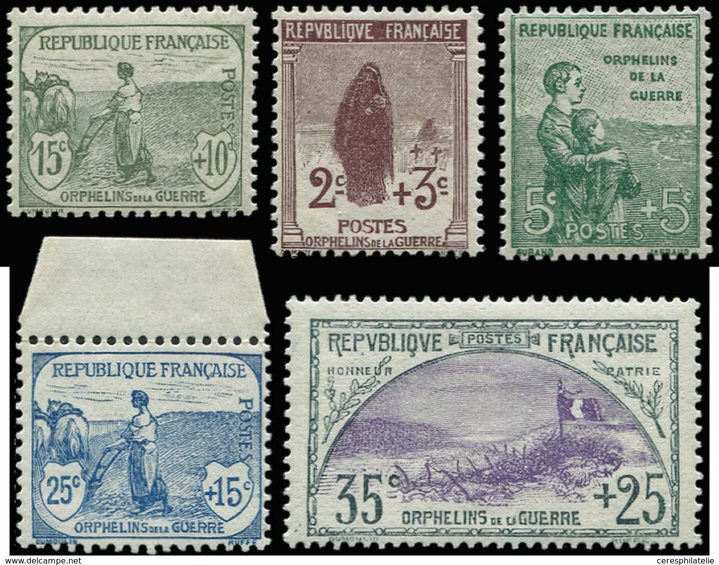 ** EMISSIONS DU XXème SIECLE 148/52 1ère Série Orphelins, TB - Unused Stamps