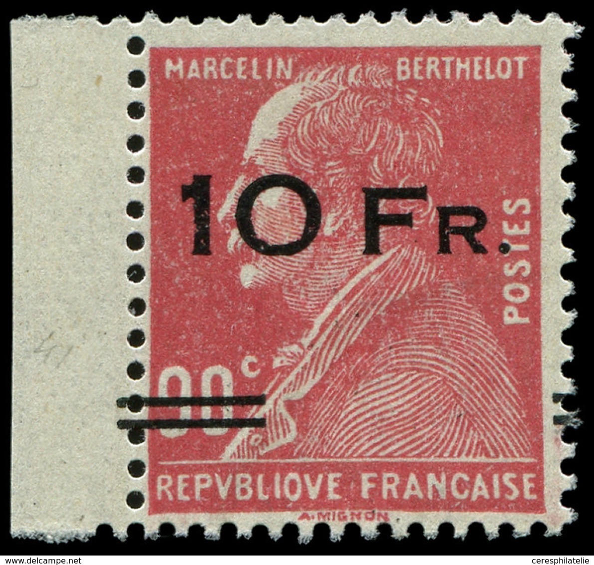 ** POSTE AERIENNE 3d  10Fr. Sur 90c. Rouge, Berthelot, "ILE De FRANCE", Surcharge ESPACEE, Bdf, TB. C - 1927-1959 Mint/hinged