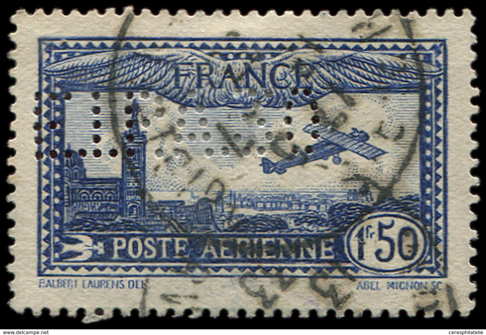 POSTE AERIENNE 6c  1f.50 Outremer, E.I.P.A. 30, Obl., TB. C - 1927-1959 Mint/hinged