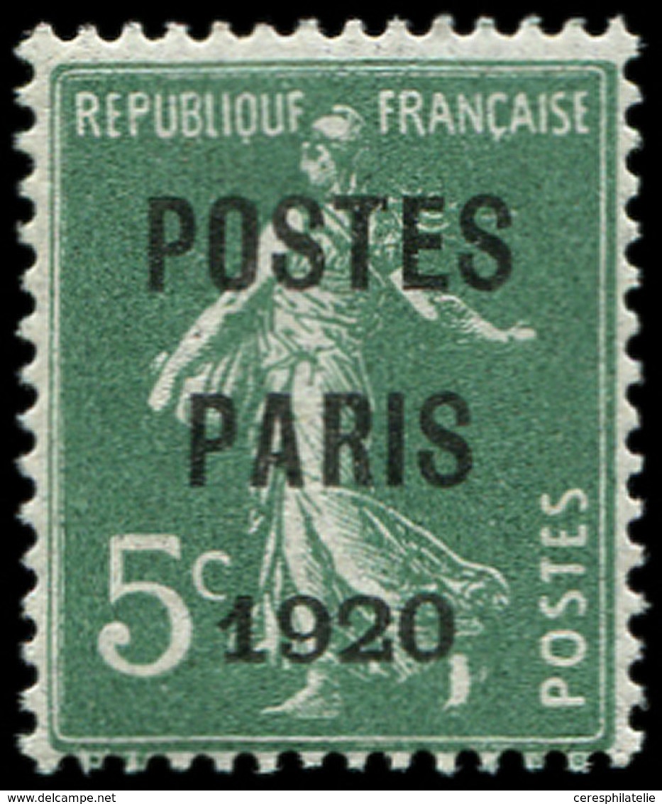 ** PREOBLITERES 24   5c. Vert, POSTES PARIS 1920, TB - 1893-1947