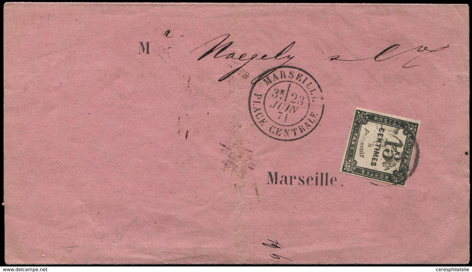 Let TAXE 4   15c. Noir Litho, Obl. Càd T15 MARSEILLE 23/6/71 S. Avis De Réception De Marchandises, TB - 1859-1959 Used