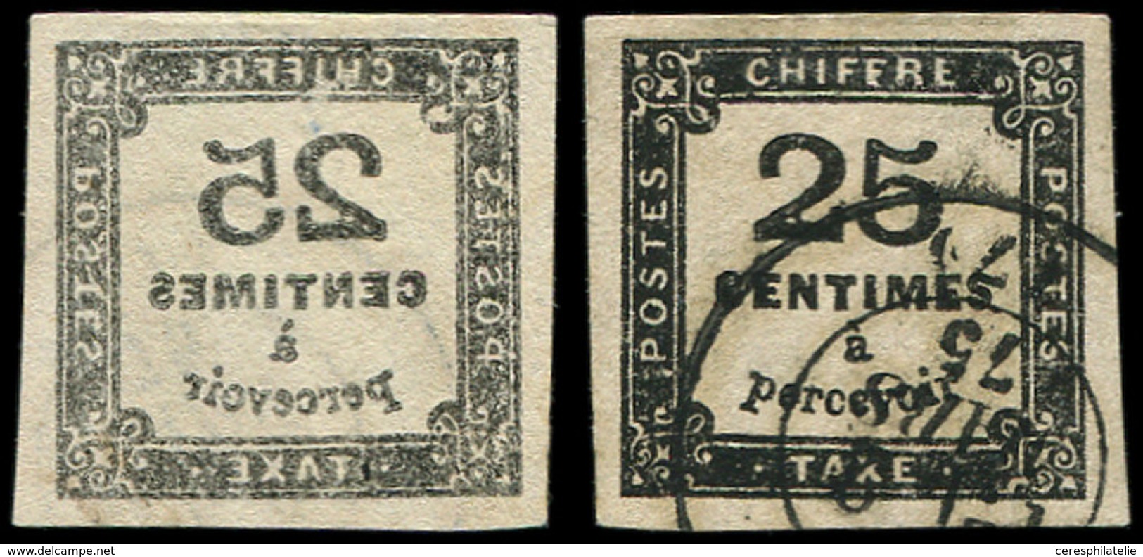 TAXE 5A  25c. Noir, T II, Obl., RECTO-VERSO, TB - 1859-1959 Used