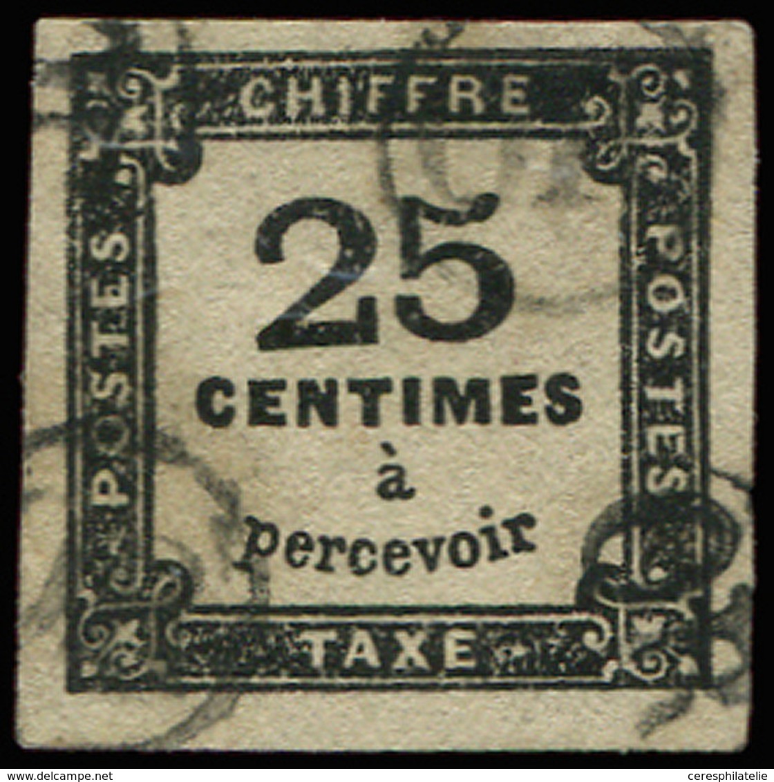 TAXE 5A  25c. Noir, T II, Obl. OR, TB - 1859-1959 Used