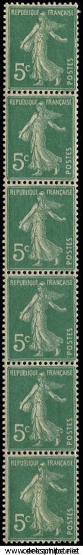 ** ROULETTES 1   Semeuse Camée, 5c. Vert, BANDE De 6, 2 Ex. *, TB - Coil Stamps