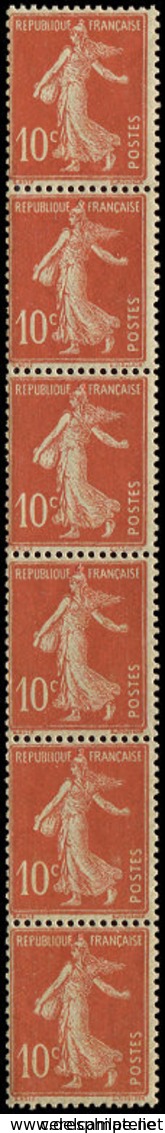 ** ROULETTES 2   Semeuse Camée, 10c. Rouge, BANDE De 6, TB - Coil Stamps