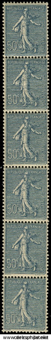 ** ROULETTES 7   Semeuse Lignée, 50c. Bleu, BANDE De 6, TB - Coil Stamps