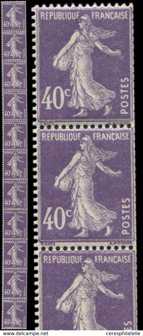 ** ROULETTES 26  Semeuse Camée, 40c. Violet, BANDE De 11, Dents Rognées à Droite, TB - Coil Stamps