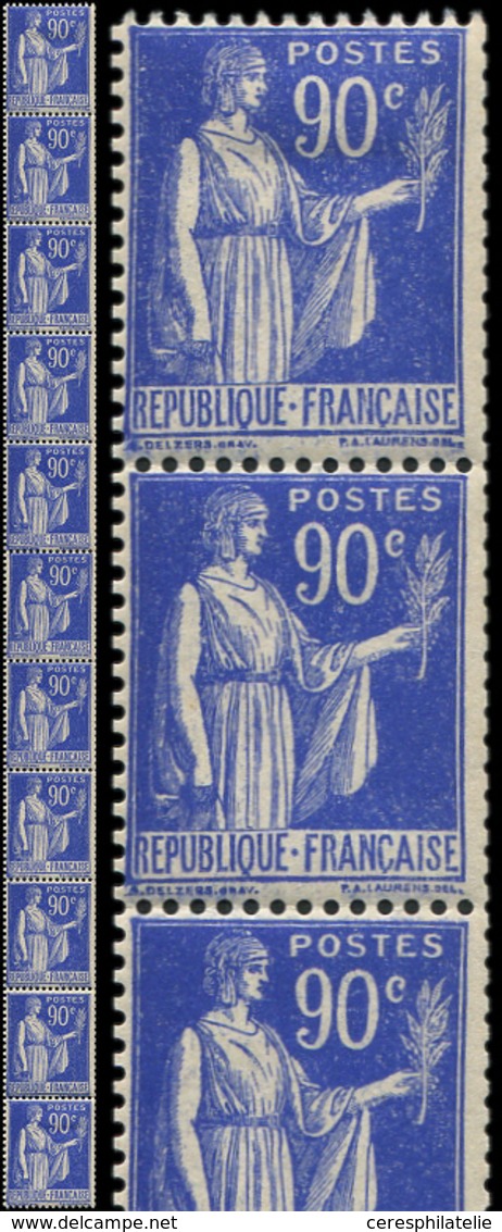 ** ROULETTES 36  Paix, 90c. Outremer, BANDE De 11, 2 Ex. *, TB - Coil Stamps