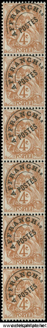 ** ROULETTES 42  Blanc, 4c. Brun Préo, T II, BANDE Verticale De 6, 2 T. *, TB - Coil Stamps