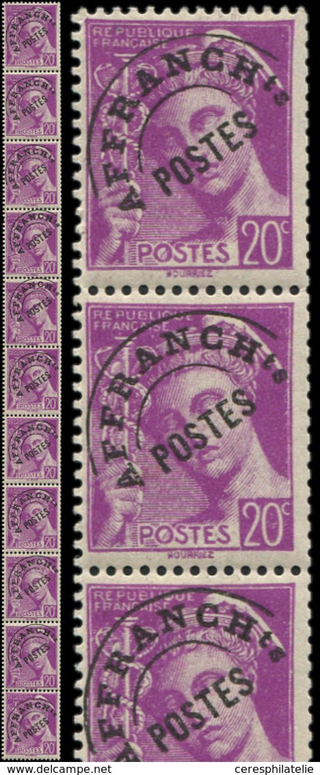 ** ROULETTES 49  Mercure, 20c. Lilas, Préo, BANDE De 11, TB - Coil Stamps