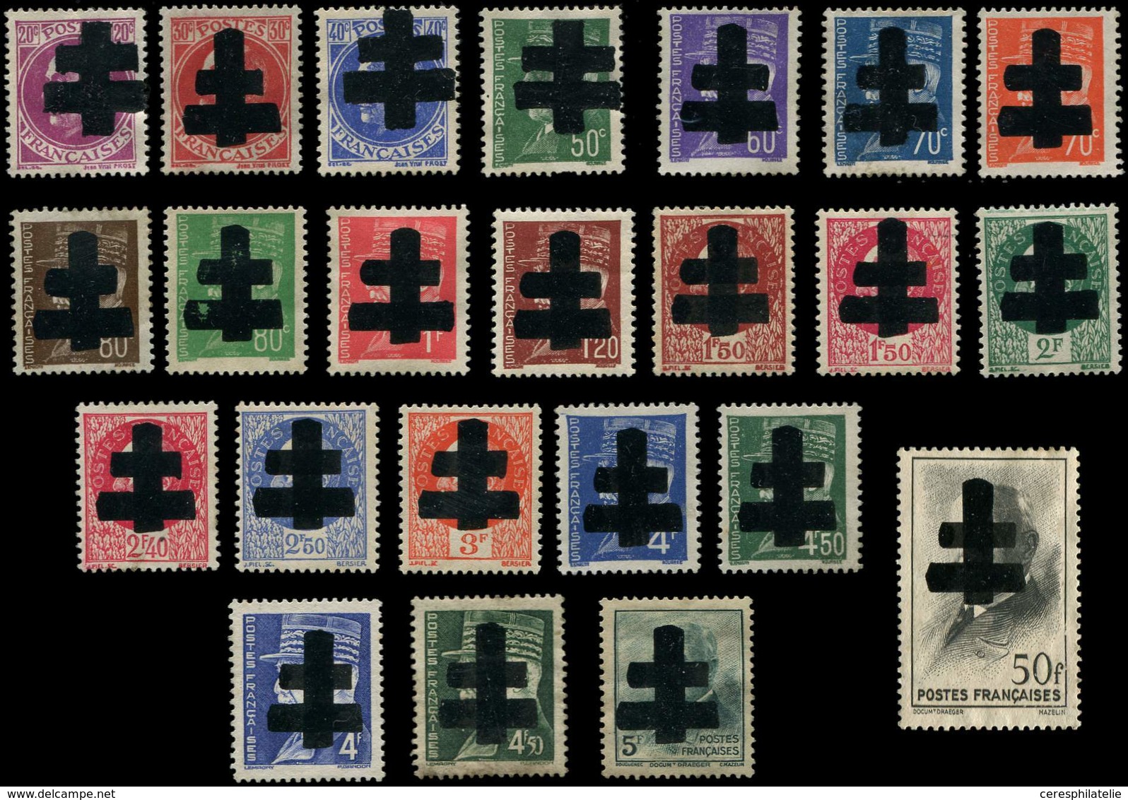 (*) TIMBRES DE LIBERATION AUDIERNE 1/23 : La Série, Surcharge T II, TB, C - Liberation