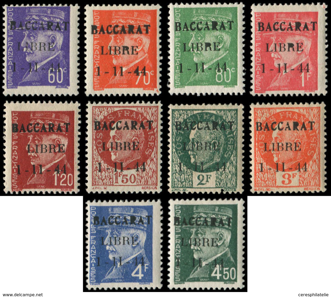 * TIMBRES DE LIBERATION BACCARAT 1/10 : La Série, Surcharge T II, TB - Liberation