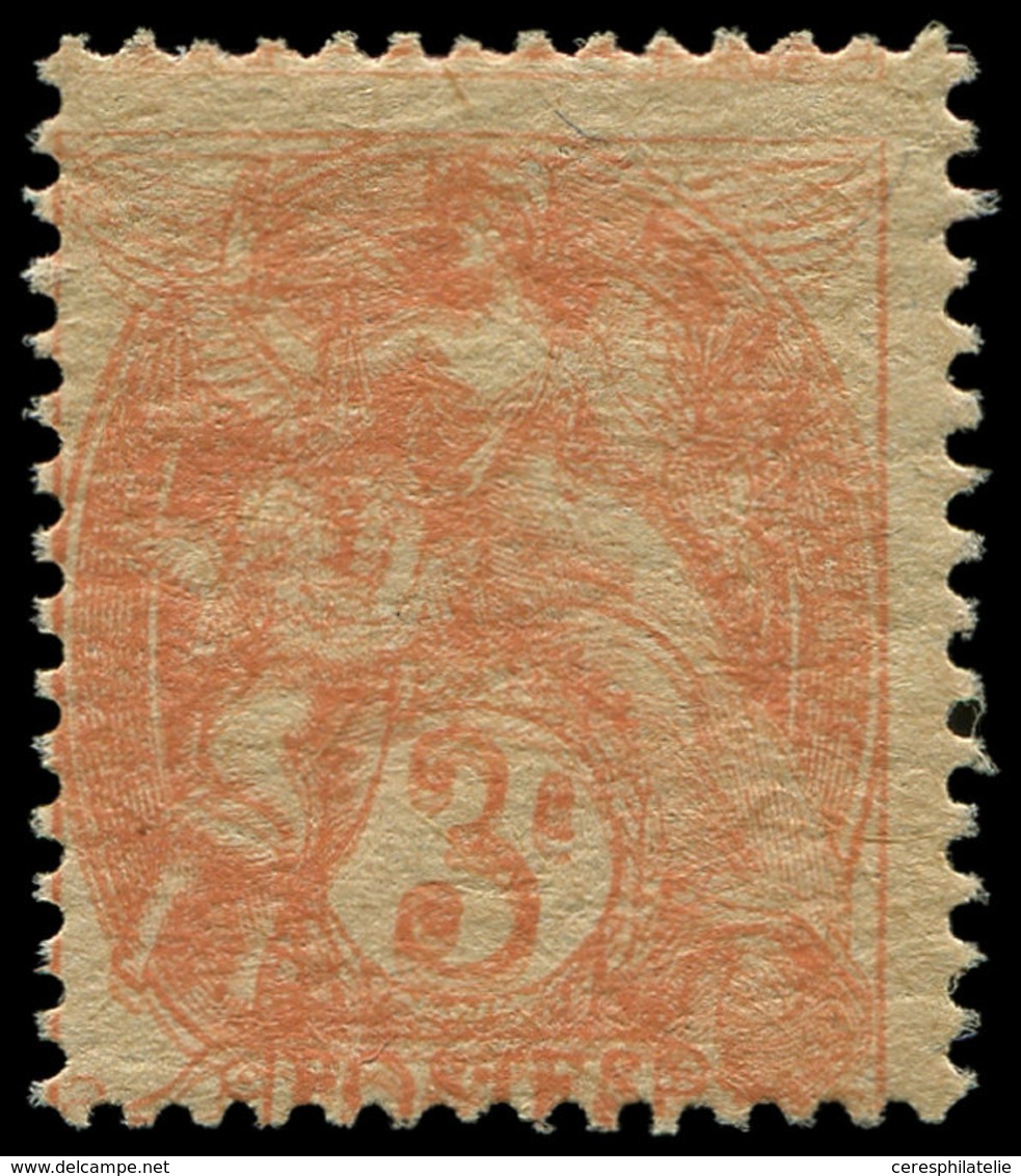 ** VARIETES 109j  Blanc,  3c. Orange, Impression DOUBLE Papier GC, Grande Rareté, TB - Unused Stamps