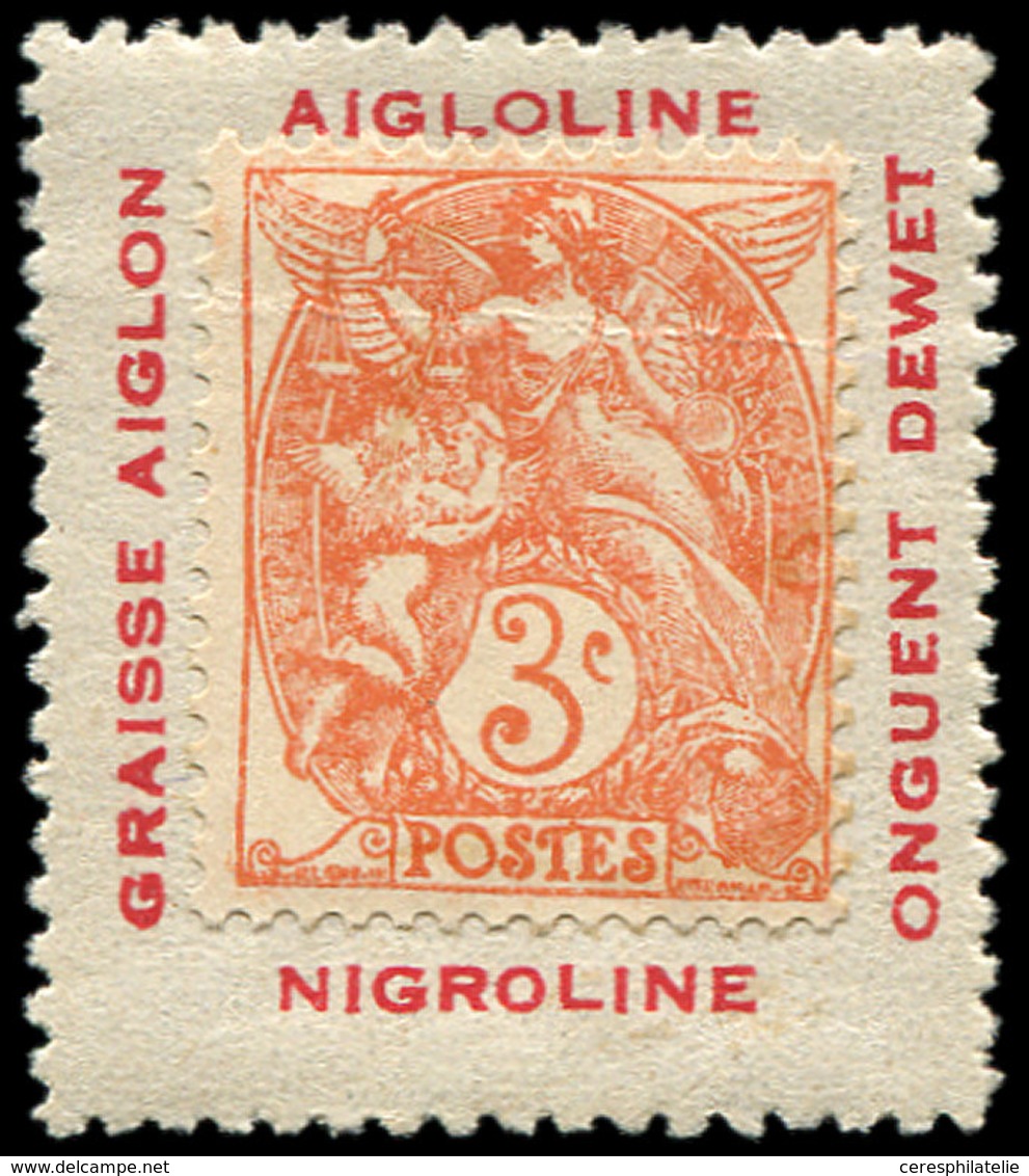 * VARIETES 109   Blanc,  3c. Orange, Sur Porte-timbre AIGLOLINE, TB - Unused Stamps