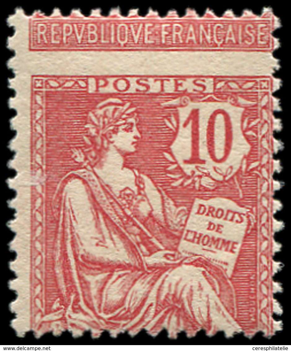 * VARIETES 124   Mouchon Retouché, 10c. Rose, PIQUAGE à CHEVAL, Infime Ch., TTB - Unused Stamps