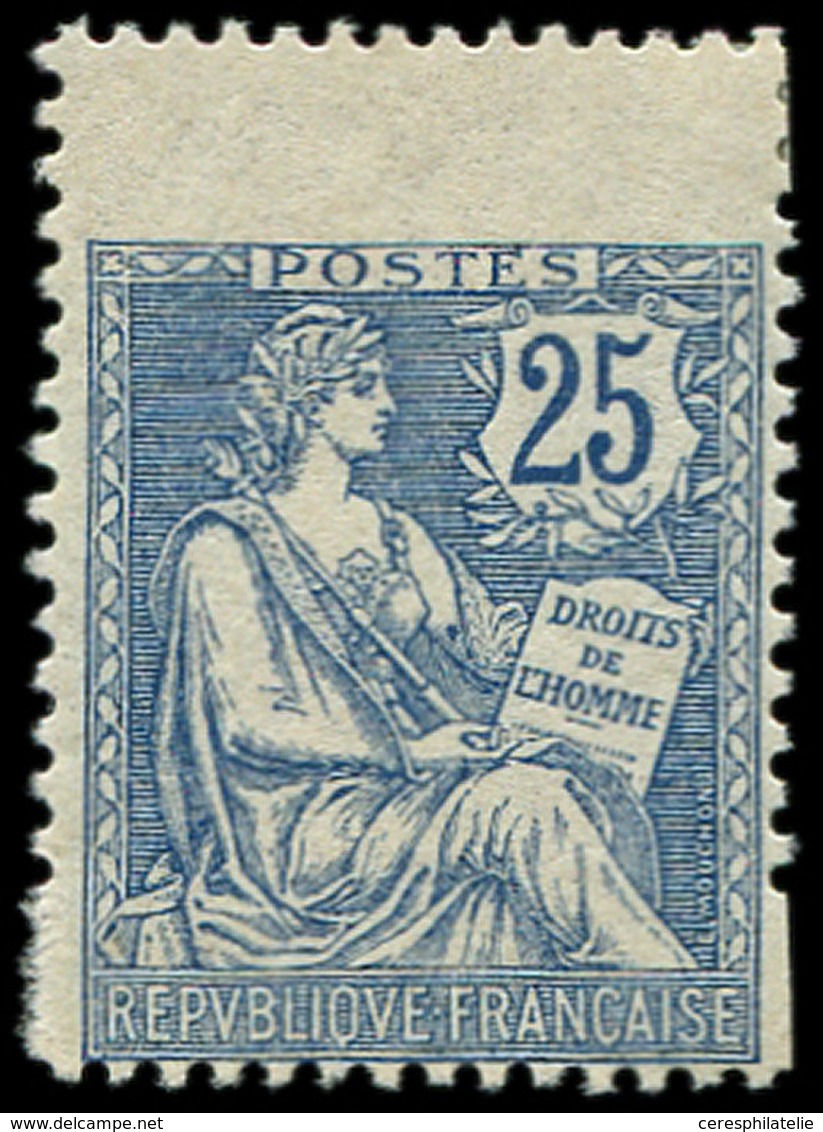 * VARIETES 127   Mouchon Retouché, 25c. Bleu, PIQUAGE Décalé, Timbre Plus Grand, TB - Unused Stamps