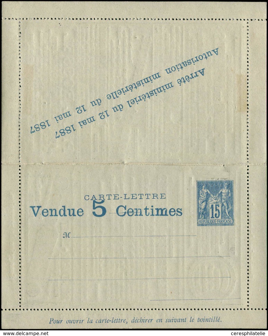 Let ENTIERS POSTAUX Sage, 15c. Bleu, CL Annonces N°J34b, La Missive Ed. N°2-10000 30/6/87, Superbe - Other & Unclassified