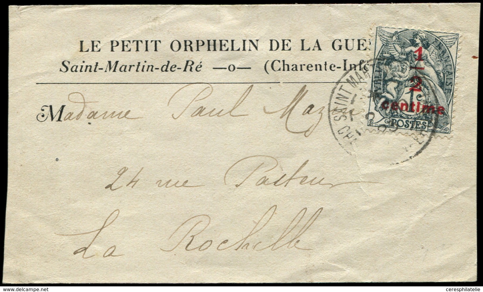 Let LETTRES DU XXe SIECLE N°157 Obl. ST MARTIN DE RE S. Devant De Bande Du "Petit Orphelin De La Guerre", 1923, TB - Covers & Documents