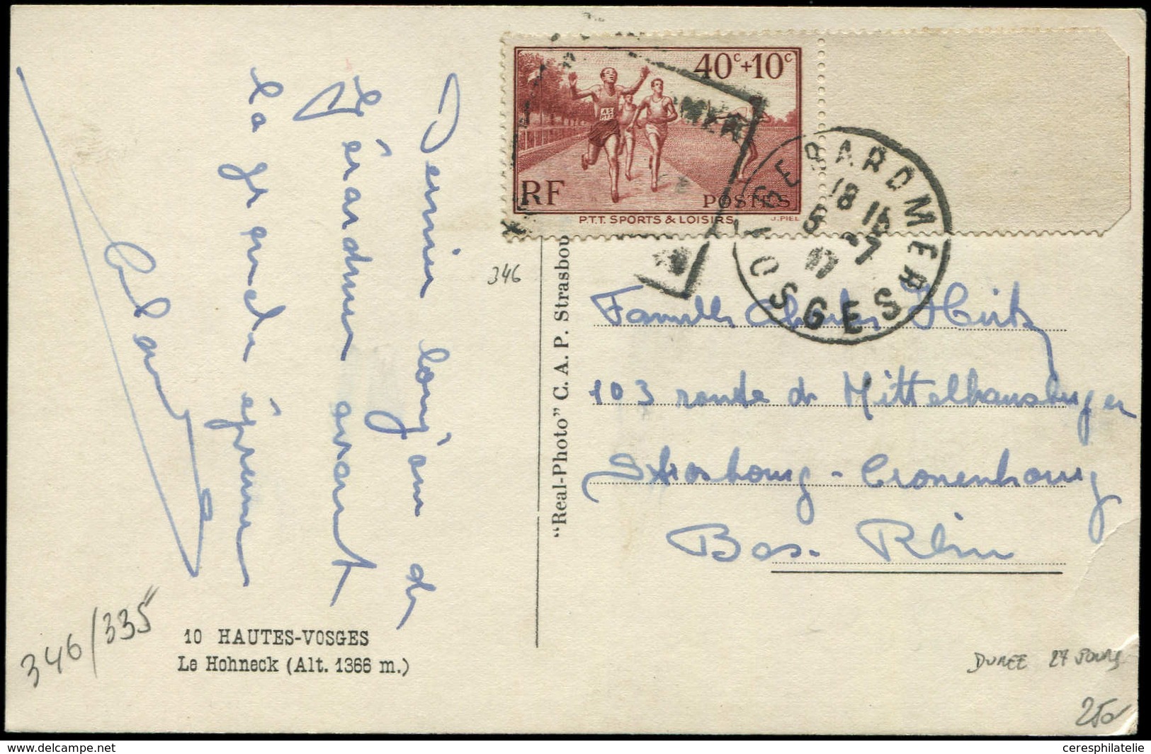 Let LETTRES DU XXe SIECLE N°347 Bdf Obl. 5/7/17 Sur CP, Tarif LSI Durée 27 Jours, TB - Covers & Documents