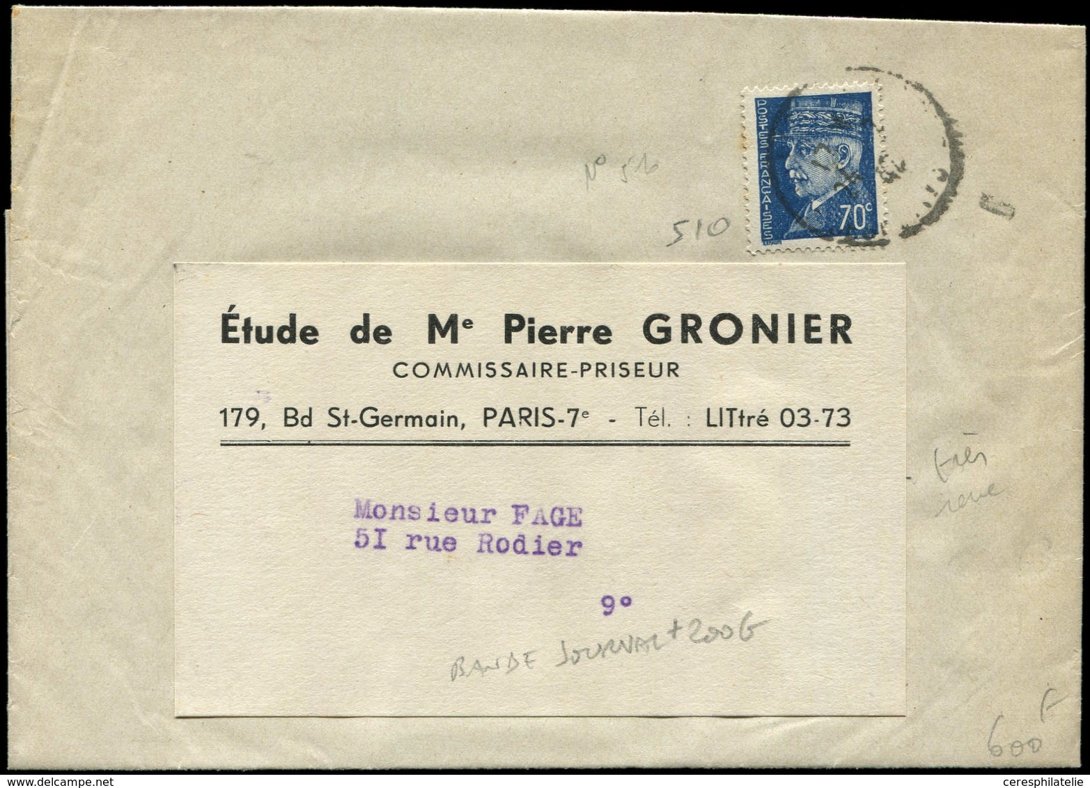 Let LETTRES DU XXe SIECLE N°510 Obl. 24/2/42 S. Bande De Journal De + De 200g, R Et TB - Covers & Documents