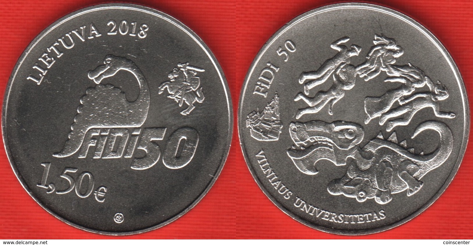 Lithuania 1.5 Euro 2018 "Physicists Day Of Vilnius University, FiDi 50" UNC - Lithuania