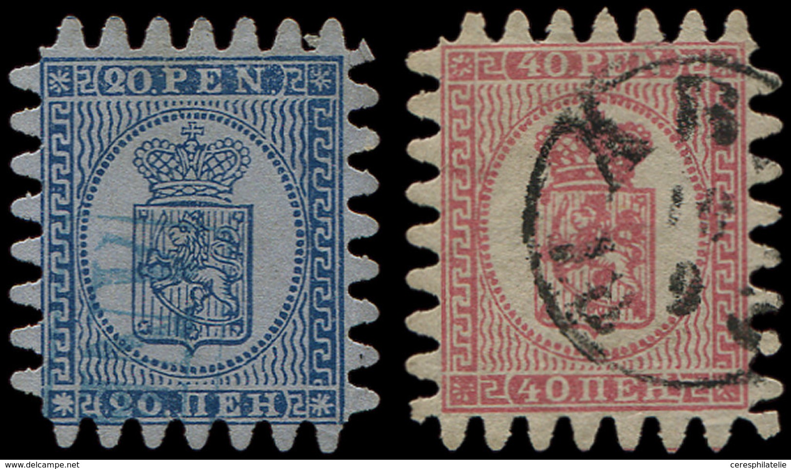 FINLANDE 8/9 : 20p. Bleu Sur Azuré Et 40p. Rose Sur Lilas, Obl., TB/TTB - Used Stamps