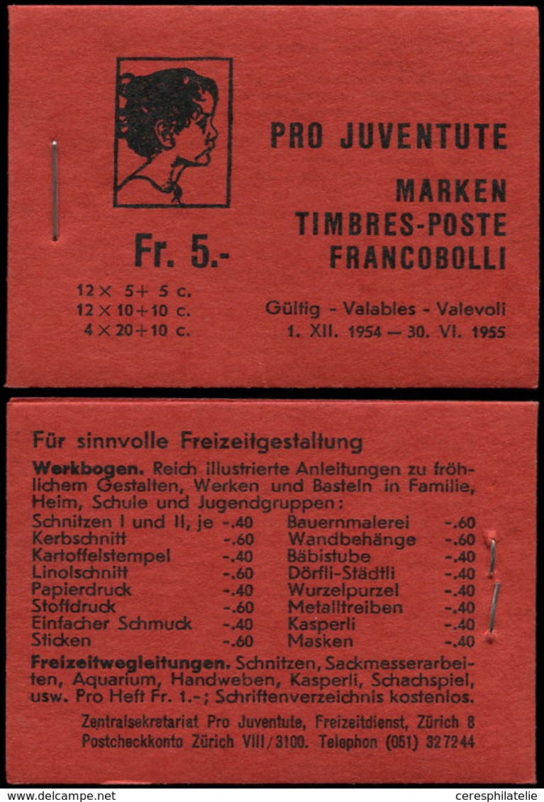 ** SUISSE C553 : Pro-Juventute 1954, Carnet Complet à 5f., TB - Used Stamps