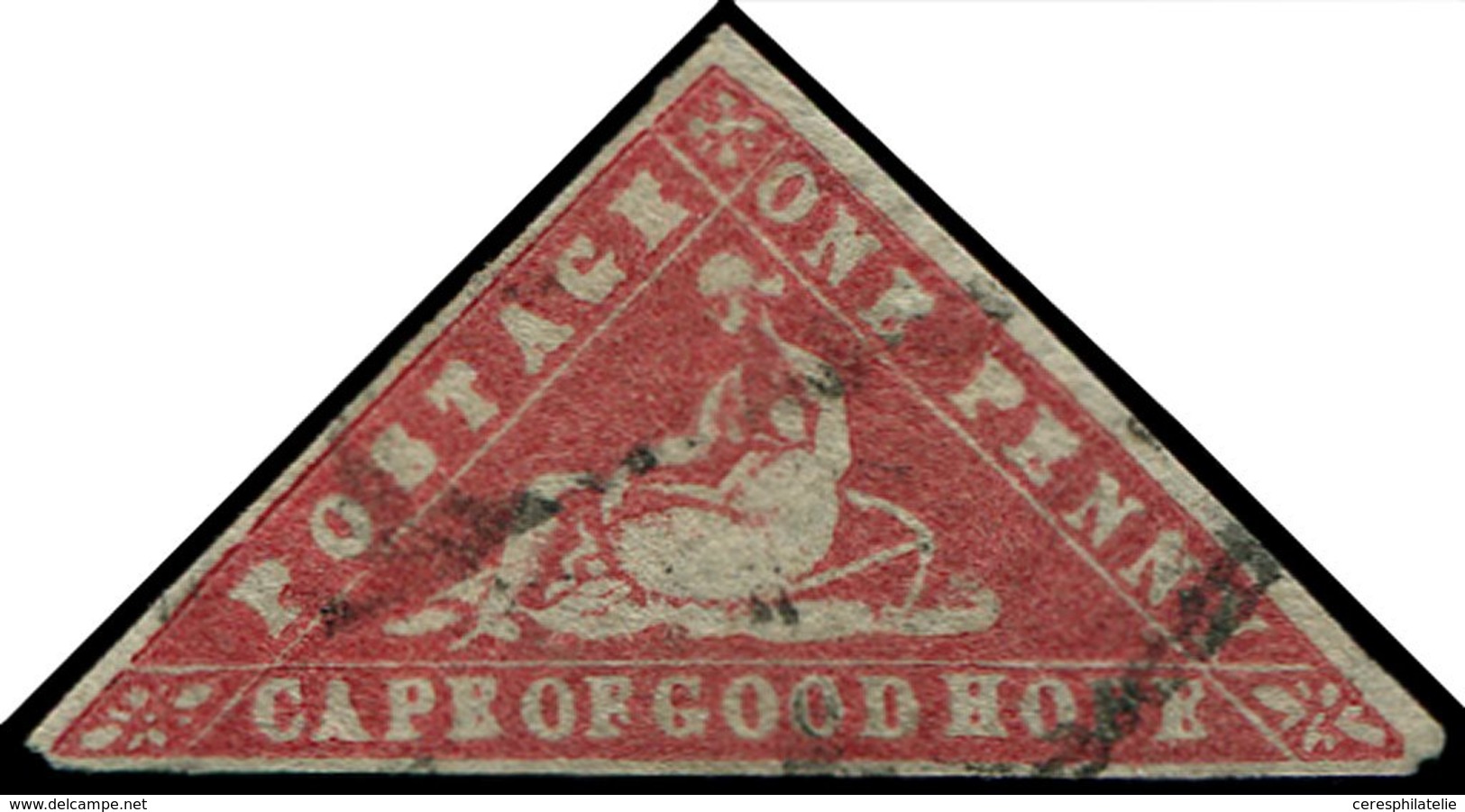 CAP DE BONNE-ESPERANCE 12 : 1p. Vermillon, Gravure Sur Bois, Obl., Nuance Rare, Superbe, Certif. Behr - Cape Of Good Hope (1853-1904)