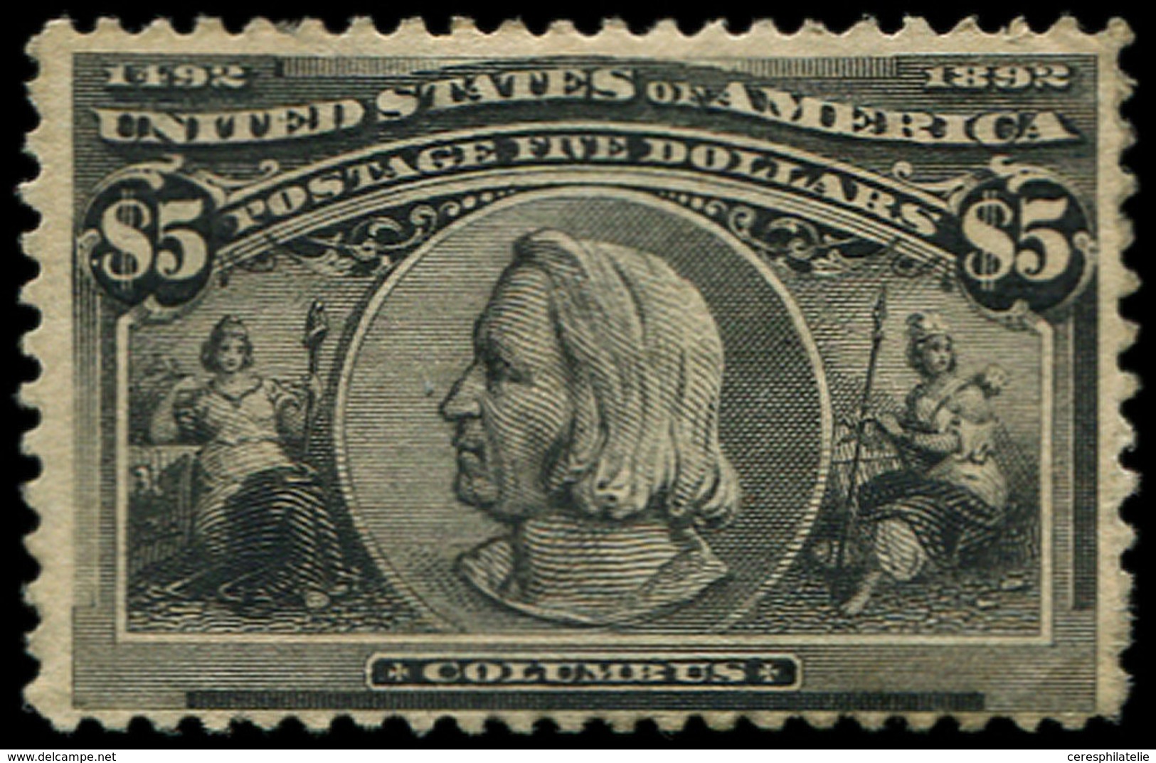 * ETATS-UNIS 96 : 5$. Noir, Colombus, Gomme Partielle, Sinon TB. C - Andere & Zonder Classificatie