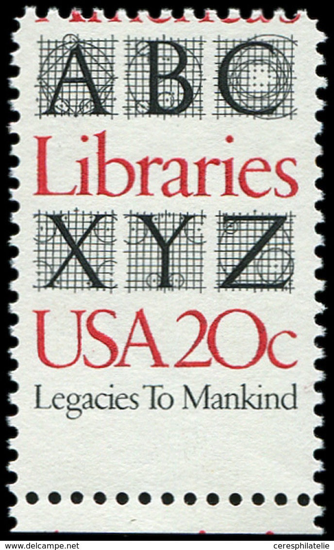 ** ETATS-UNIS 1445 : 20c. Noir Et Rouge, Piquage Très Décalé, Sans AMERICA'S, TB - Sonstige & Ohne Zuordnung