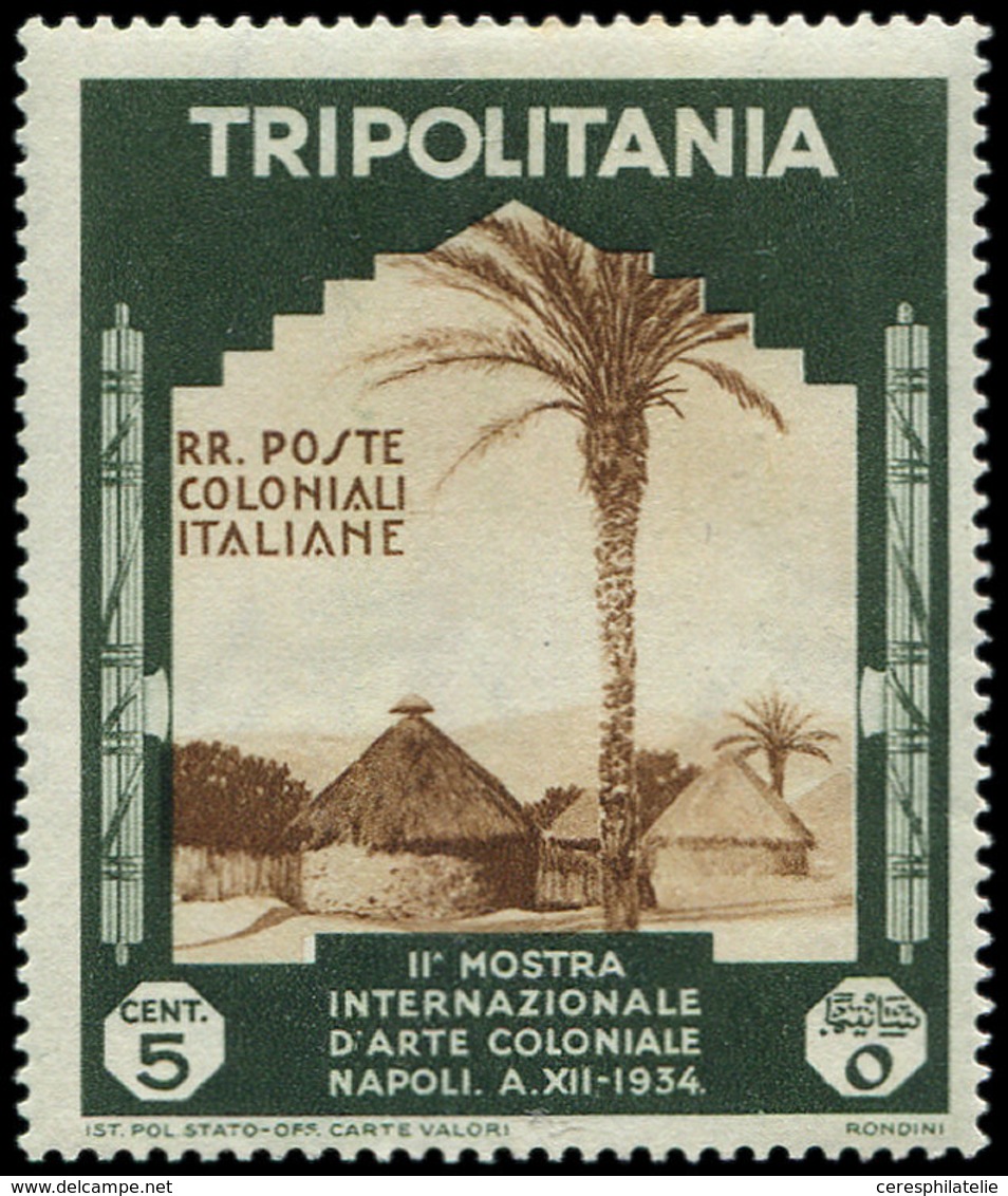 * TRIPOLITAINE 149 : 5c. Vert Foncé Et Brun, Filigrane Renversé, Non Signalé Sassone, TB - Tripolitania