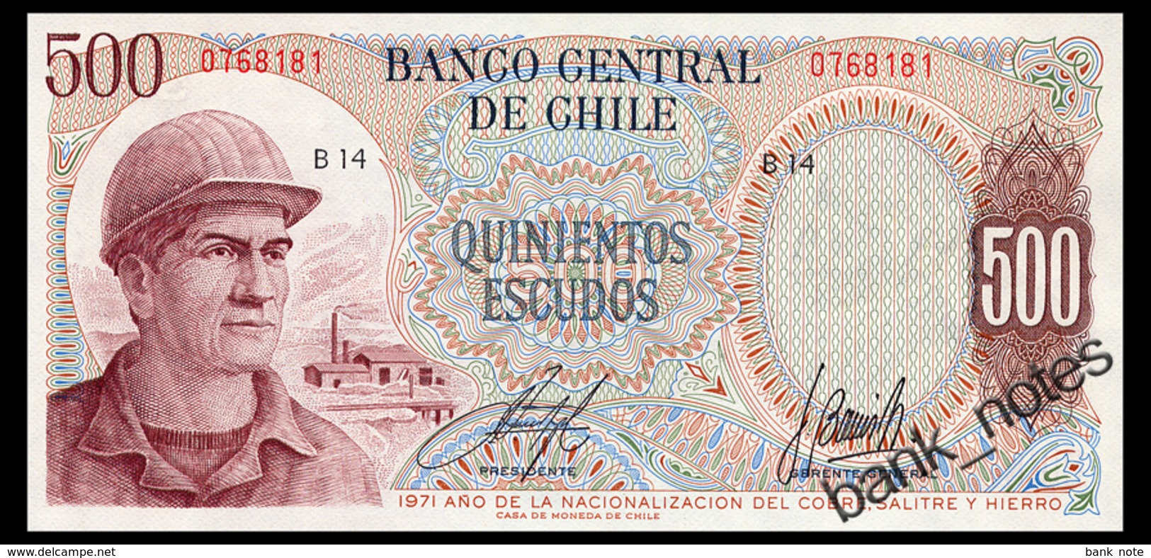 CHILE 500 ESCUDOS 1971 Pick 145 Unc - Chile