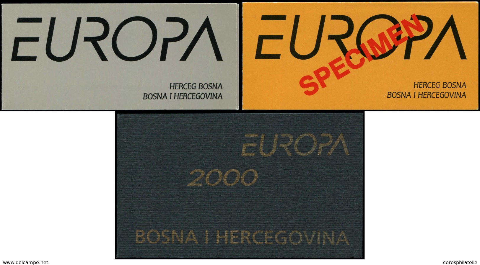 Europa, Bosnie, 3 Carnets 1996, 1998 Et 2000 Dont Un Couv. Surch. SPECIMEN, TB - Collections (with Albums)