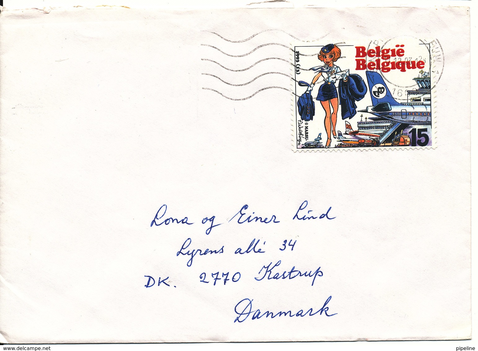 Belgium Cover Sent To Denmark 17-12-1993 Single Stamped - Covers & Documents