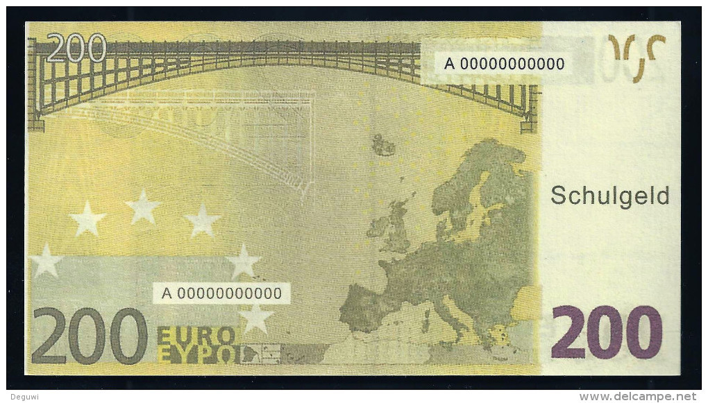 200 Euro "Austria - Schulgeld", Billet Scolaire, Educativ, EURO Size, RRRRR, UNC Extrem Scarce!!! - Other & Unclassified