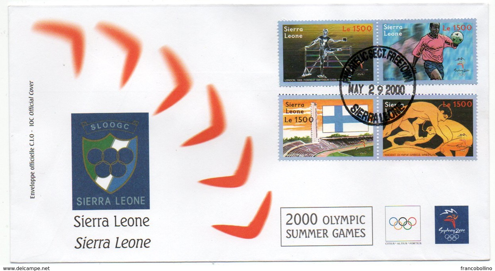 SIERRA LEONE - OLYMPIC GAMES 2000 FDC / ATHLETICS-SOCCER - STADIUM-WRESTLING - Sierra Leone (1961-...)