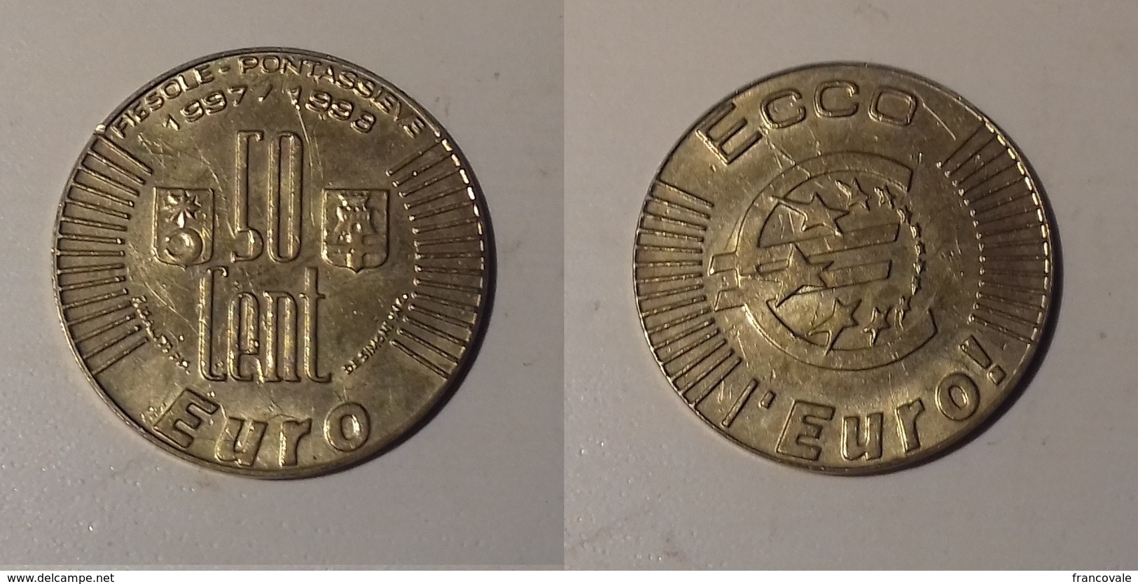 Ecco L'Euro Comuni Fiesole - Pontassieve 1997 50 Cent - Variétés Et Curiosités