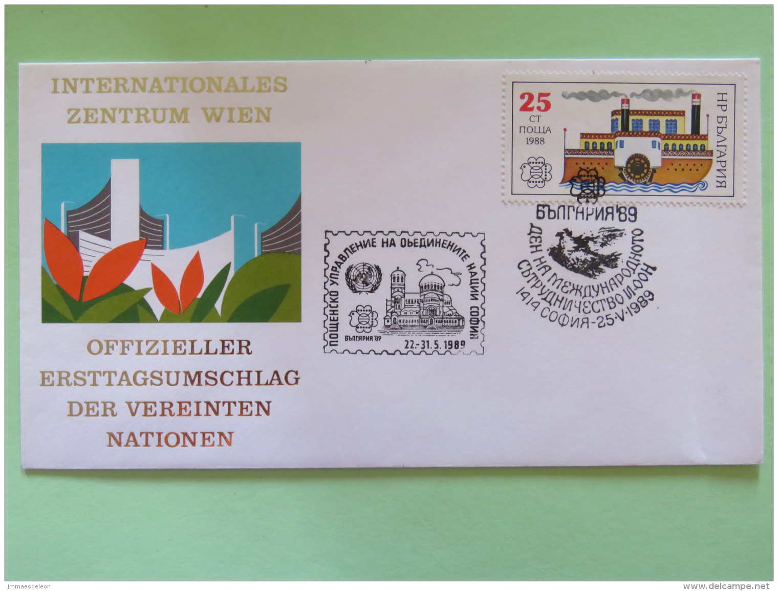 Bulgaria 1989 Ship - United Nations (Wien) Expo Special Cancel - Briefe U. Dokumente