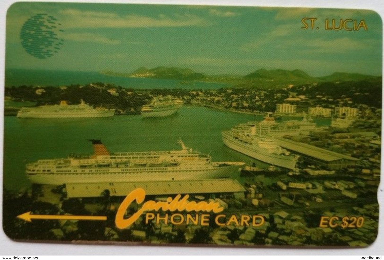 Saint Lucia Cable And Wireless 13CSLC  EC$20 "  Cruiseship Harbour With CW Logo " - St. Lucia